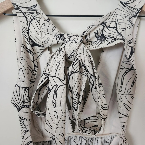 NWT House of Harlow 1960 | Linen Blend Tie Back Montsera Print Mini Dress - Sz S - Picture 8 of 12